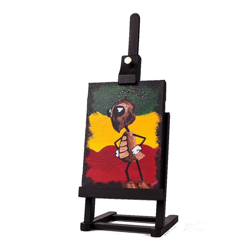 Original Acrylic Painting w/Easel "Caribbean Ant II" by Dawn M. Wayand Desk Art
